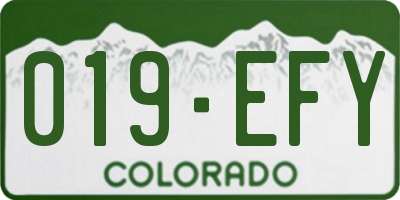 CO license plate 019EFY