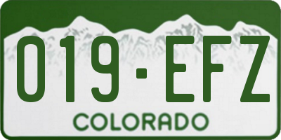 CO license plate 019EFZ