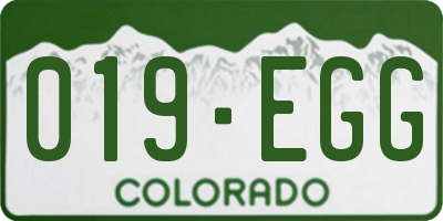 CO license plate 019EGG