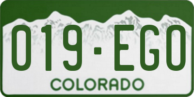 CO license plate 019EGO