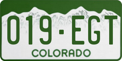 CO license plate 019EGT