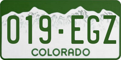CO license plate 019EGZ