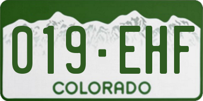 CO license plate 019EHF