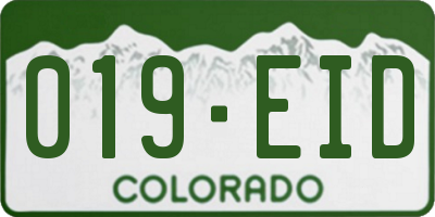 CO license plate 019EID