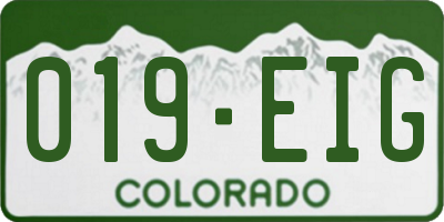 CO license plate 019EIG
