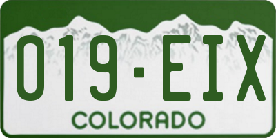 CO license plate 019EIX