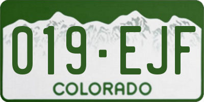 CO license plate 019EJF