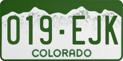 CO license plate 019EJK