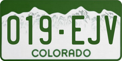 CO license plate 019EJV