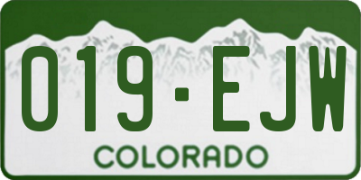 CO license plate 019EJW
