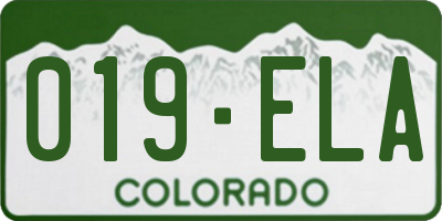CO license plate 019ELA
