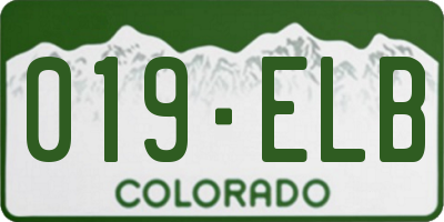 CO license plate 019ELB