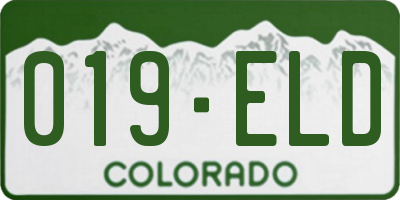 CO license plate 019ELD