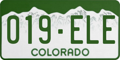 CO license plate 019ELE