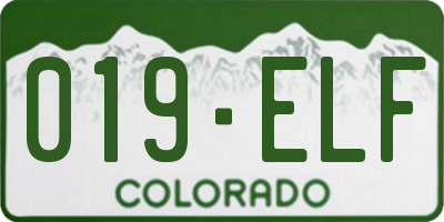 CO license plate 019ELF