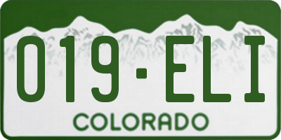 CO license plate 019ELI