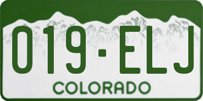 CO license plate 019ELJ
