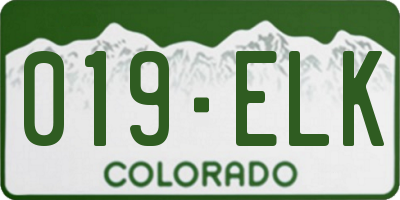 CO license plate 019ELK