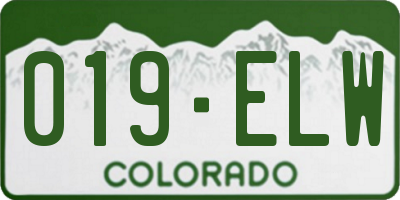 CO license plate 019ELW