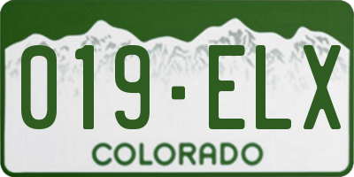 CO license plate 019ELX
