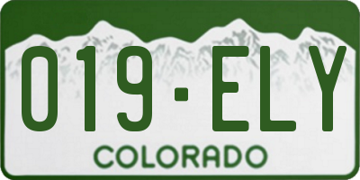 CO license plate 019ELY
