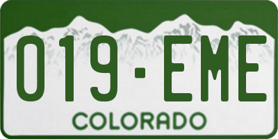 CO license plate 019EME