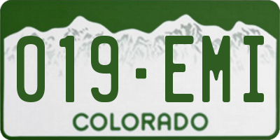 CO license plate 019EMI