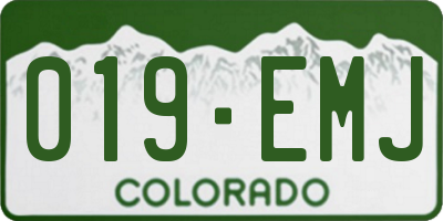 CO license plate 019EMJ