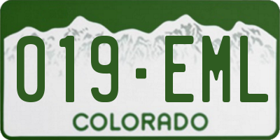CO license plate 019EML