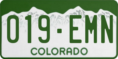 CO license plate 019EMN