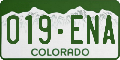 CO license plate 019ENA