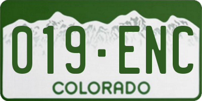 CO license plate 019ENC