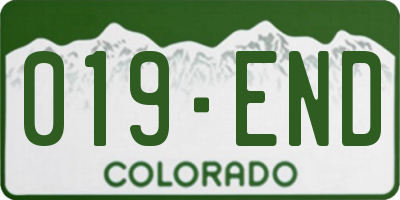 CO license plate 019END