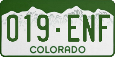 CO license plate 019ENF