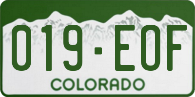 CO license plate 019EOF