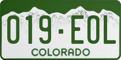 CO license plate 019EOL