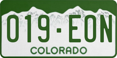 CO license plate 019EON