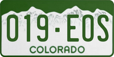 CO license plate 019EOS