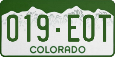 CO license plate 019EOT