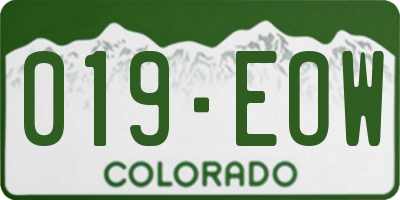 CO license plate 019EOW