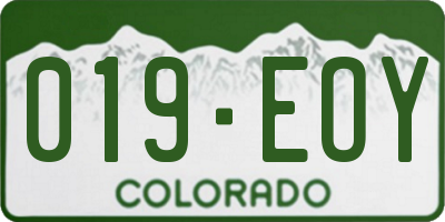 CO license plate 019EOY