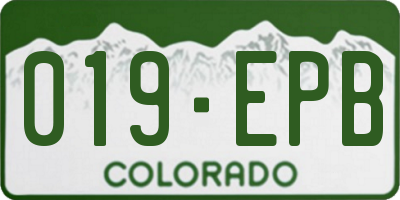 CO license plate 019EPB