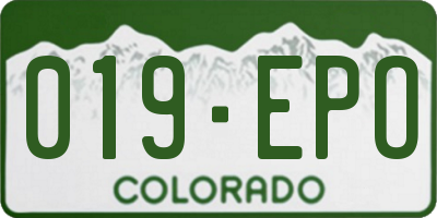 CO license plate 019EPO