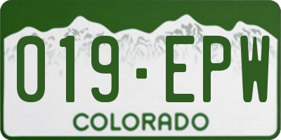 CO license plate 019EPW