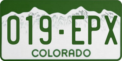 CO license plate 019EPX