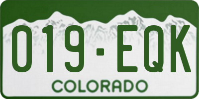 CO license plate 019EQK