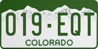 CO license plate 019EQT
