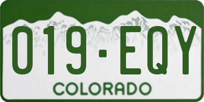 CO license plate 019EQY