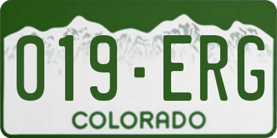 CO license plate 019ERG