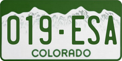 CO license plate 019ESA